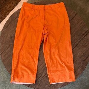 Eileen Fisher Bright Orange Cropped Cotton Pants Size Medium